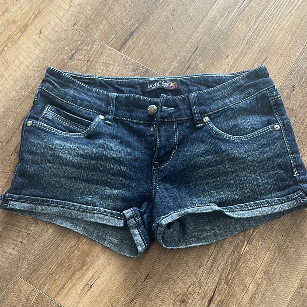 Levi's Jean Shorts in Dark Wash with Cuffed Hem